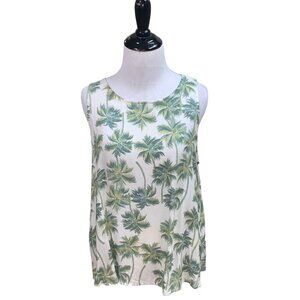 a.n.a. A New Approach Women's Sleeveless Top S Small Palmtree  Tropical Rayon
